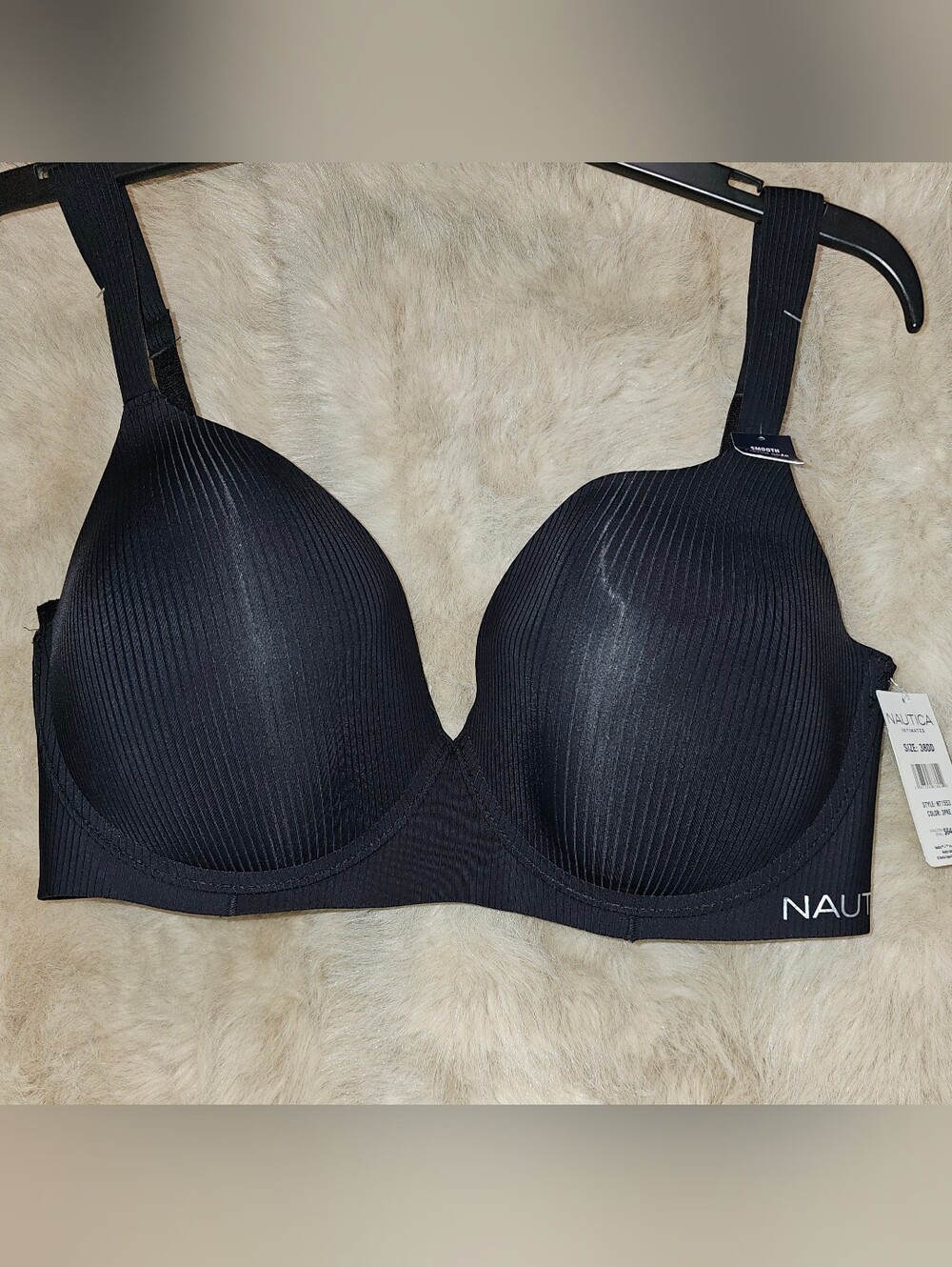 Nautica Black Ribbed T-Shirt Bra - Smooth Molded Cups